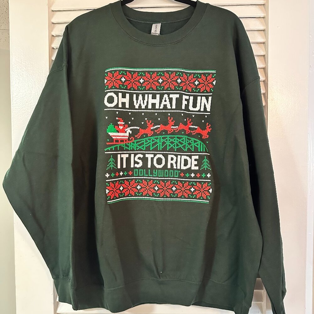 Dollywood Ugly Christmas Sweater Sweatshirt, Green, Unisex XL, New with Tags